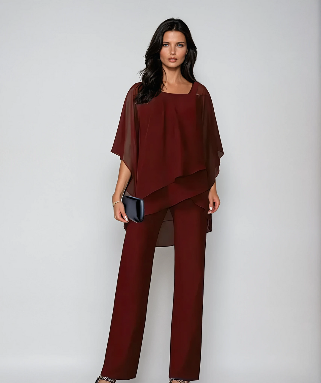 Mariella | Layered Two Piece Set Navy Red