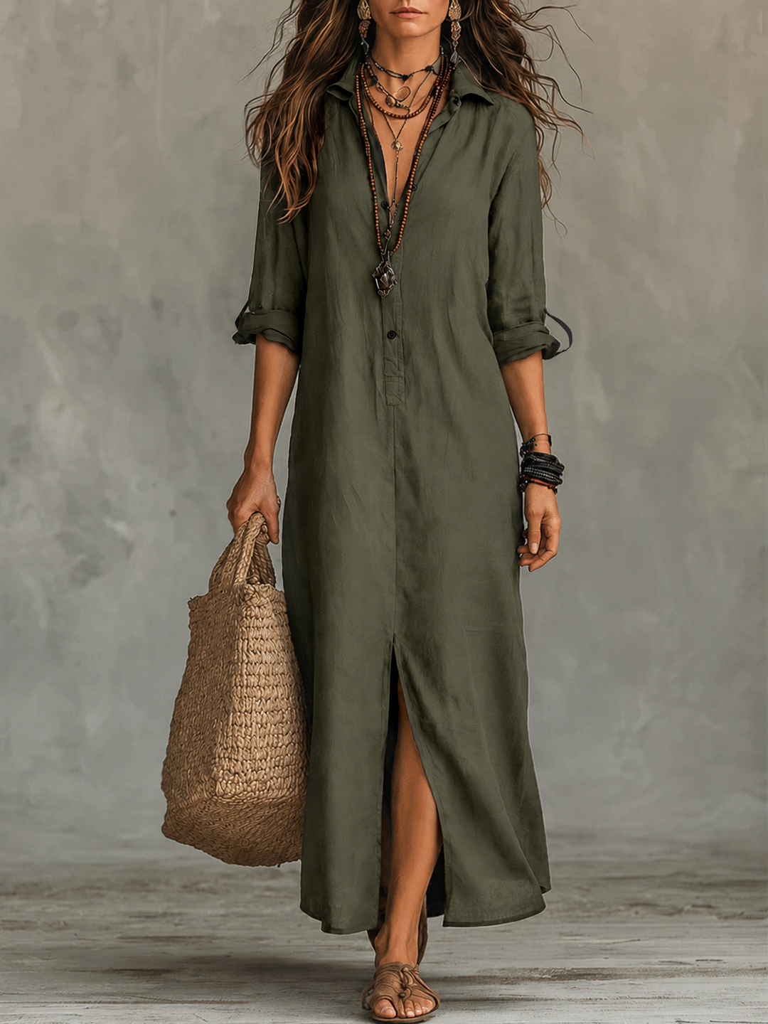 Gemma | Bohemian Shirt Maxi Dress